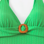Damen One-Piece Badeanzug mit elegantem Holzring-Design R&B