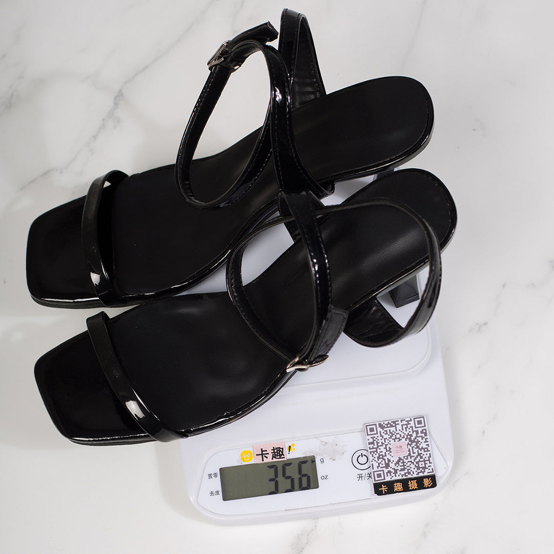 Damen elegante Sling-Sandalen mit feinen Riemen und modischem Blockabsatz R&B