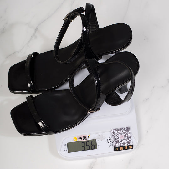 Damen elegante Sling-Sandalen mit feinen Riemen und modischem Blockabsatz R&B
