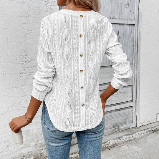 Damen Strickpullover mit transparentem Muster und lässigem Schnitt R&B