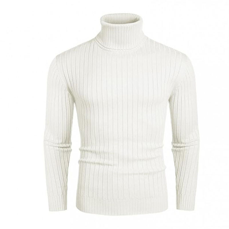 Herren Rollkragenpullover aus elastischem Strickmaterial mit feinem Rippendesign