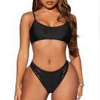 Damen sportliches Bikini-Set mit verstellbaren Trägern und transparenten Einsätzen