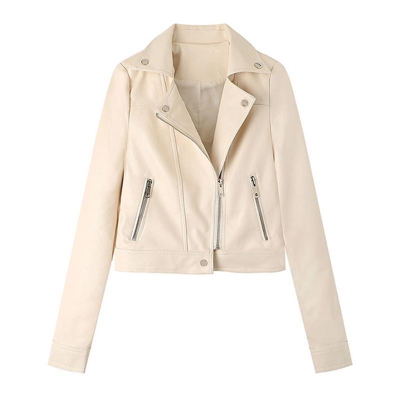 Damen Kunstleder Bikerjacke mit asymmetrischem Reißverschluss und praktischen Taschen R&B