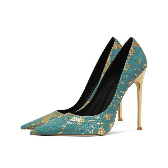 Damen spitzen Stiletto-Pumps mit Schlangenleder-Design R&B