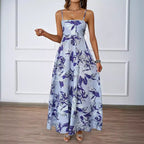Damen Maxikleid mit modernem grafischem Design und elegantem A-Linien-Schnitt R&B