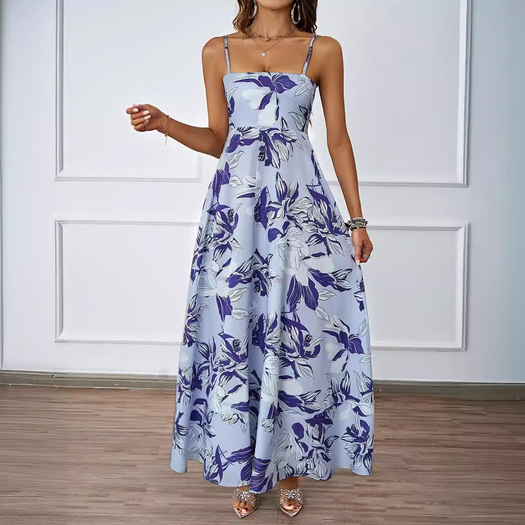 Damen Maxikleid mit modernem grafischem Design und elegantem A-Linien-Schnitt R&B