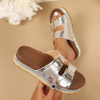 Damen Trendige Riemensandalen mit funkelndem Design R&B