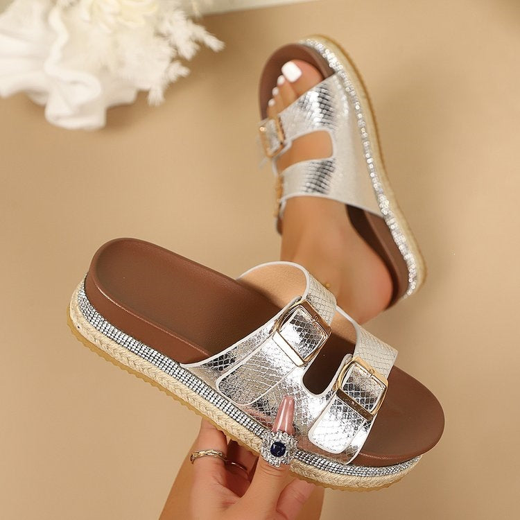 Damen Trendige Riemensandalen mit funkelndem Design R&B