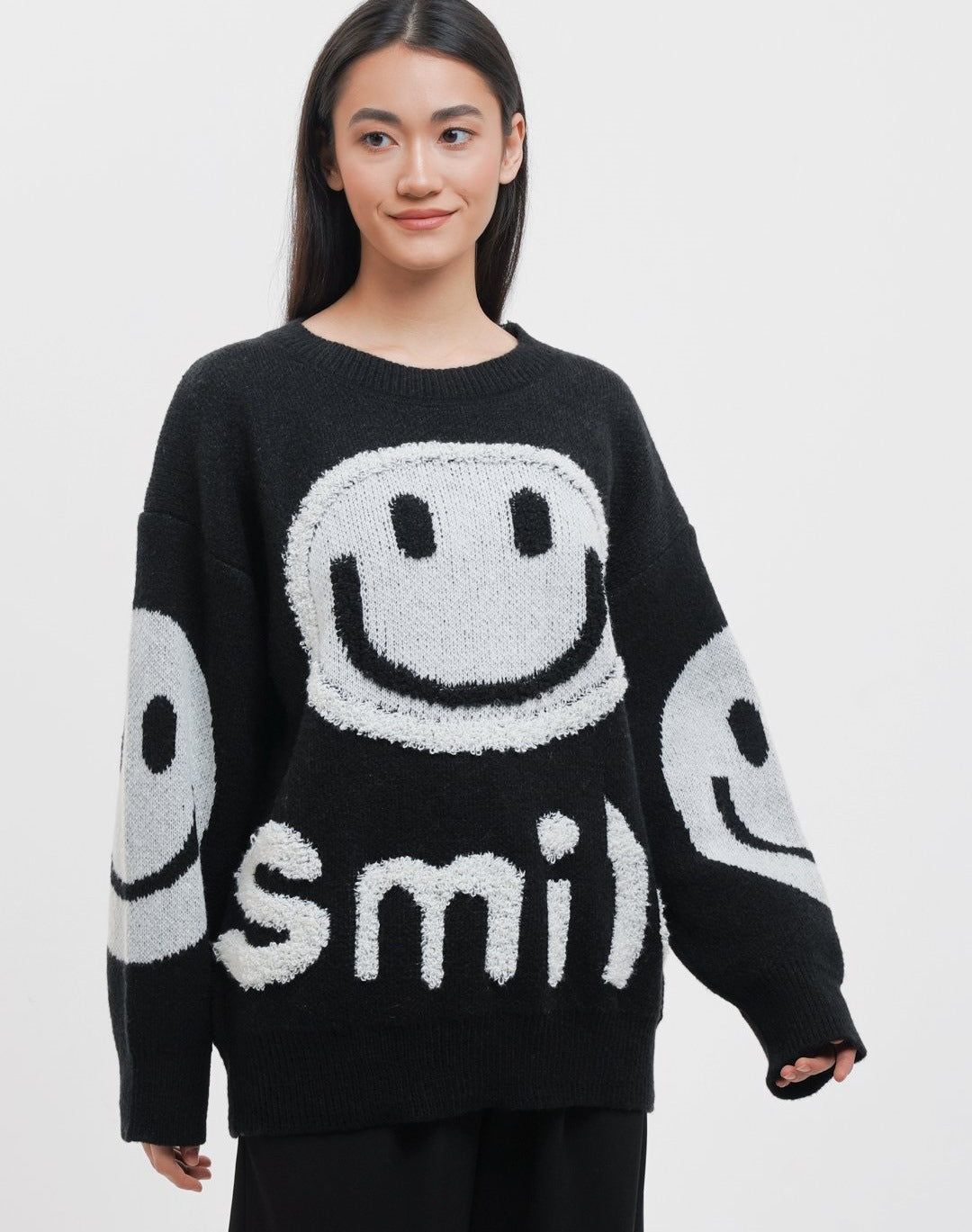 Damen gemütlicher Oversize-Pullover mit lässigem Grafikdesign R&B