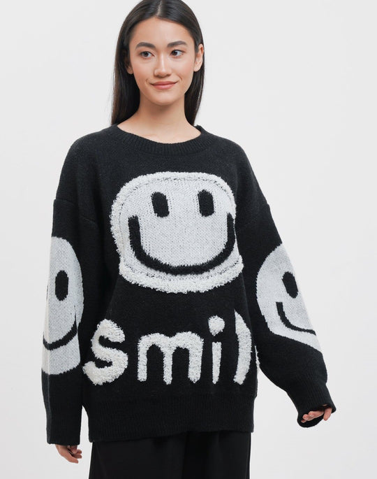 Damen gemütlicher Oversize-Pullover mit lässigem Grafikdesign R&B