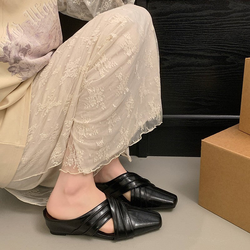 Damen elegante Mules mit geschwungenem Design