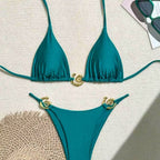 Damen Triangel-Bikini mit raffiniertem Gold-Detail R&B