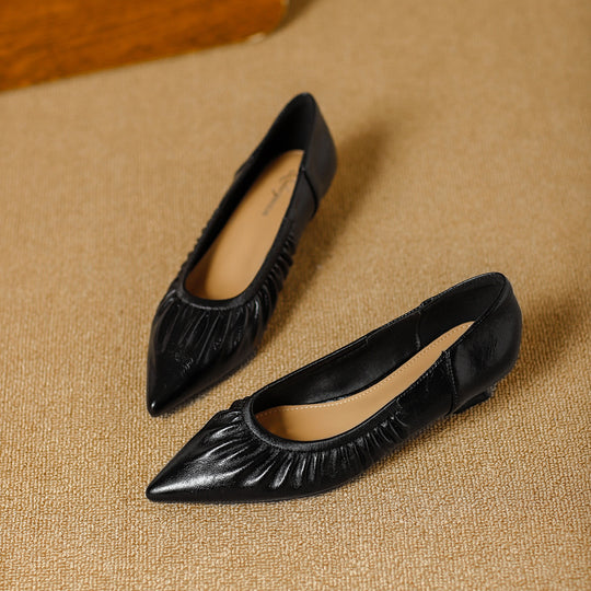 Damen elegante spitze Ballerinas mit raffiniertem Falten-Design R&B