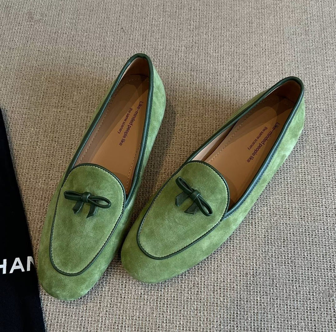 Damen Mokassins mit raffinierten Schleifenapplikationen und weichem Veloursleder R&B
