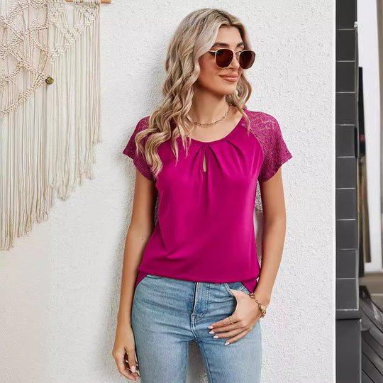 Damen T-Shirt mit Spitzendetails R&B