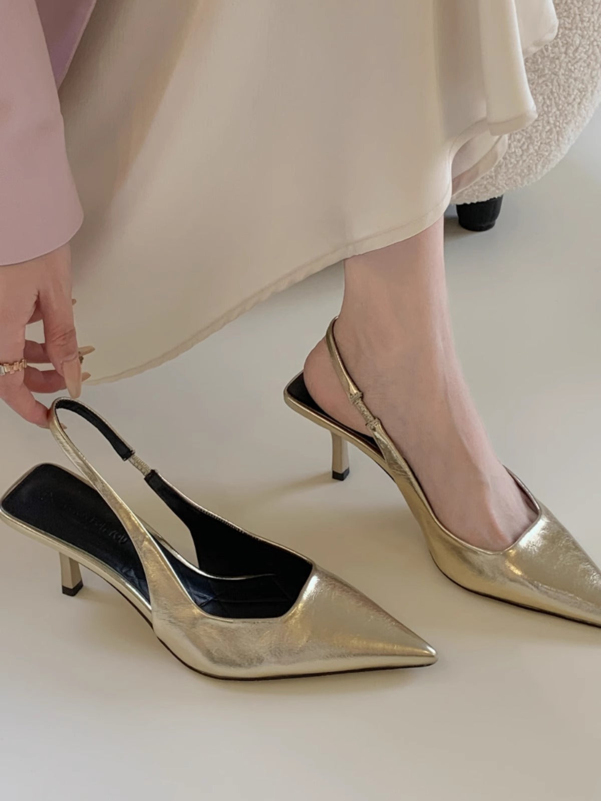 Damen elegante Slingback Pumps mit spitzem Design R&B