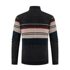 Herren modische Strickjacke mit kontrastierenden Streifen und hochabschließendem Kragen
