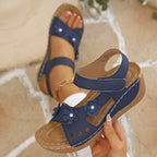 Damen Wedge-Sandalen mit floralem Applikationsdesign und komfortablem Fußbett R&B