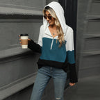 Damen Lässiger Pullover mit hohem Kragen und kontrastierenden Streifen R&B