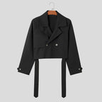 Damen Kurze Jacke mit doppelter Knopfleiste und bindbarem Saum R&B