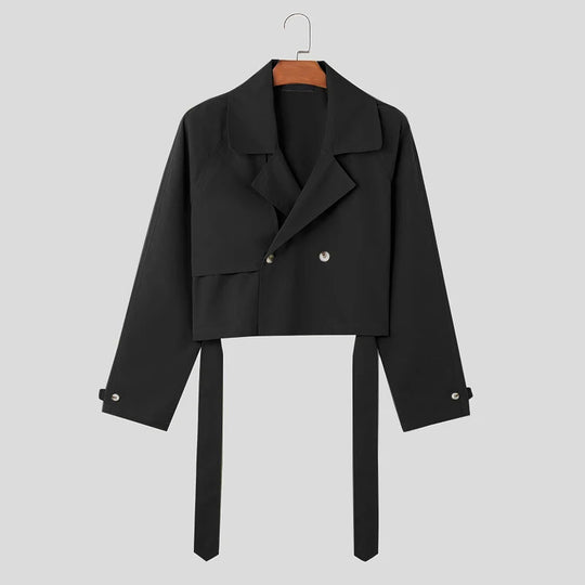 Damen Kurze Jacke mit doppelter Knopfleiste und bindbarem Saum R&B