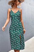 Damen Midi-Kleid mit floralem Design und eleganter Schlitz-Detailierung R&B