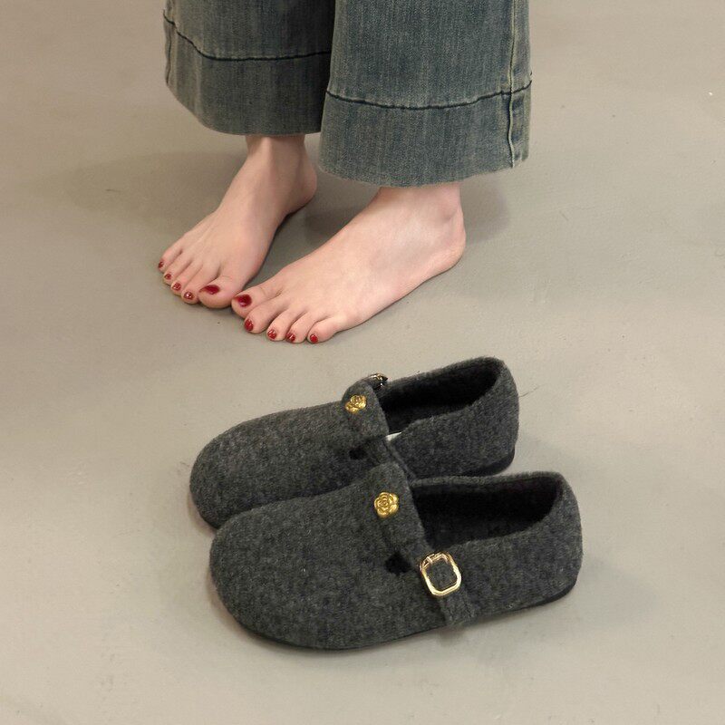 Damen Filzschuhe mit elegantem Schnallenverschluss R&B