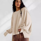 Damen Oversized Sweatshirt mit kreativem Saumdesign