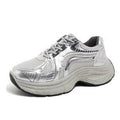 Damen modische Lauf-Sneaker mit glänzendem Obermaterial und dämpfender Sohle R&B