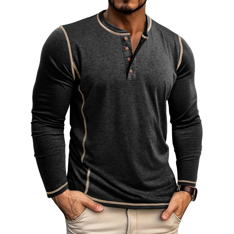 Herren Langarmshirt mit Knopfleiste R&B