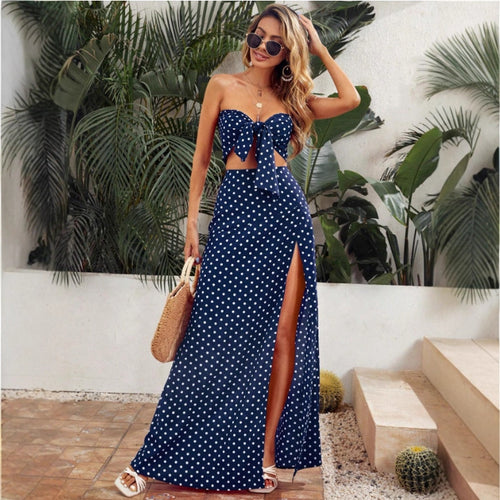 Damen Maxi Kleid mit tiefem V-Ausschnitt und modischem Schlitz R&B