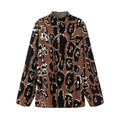 Damen Oversized Pullover mit animalischem Muster und hohem Kragen R&B