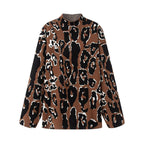Damen Oversized Pullover mit animalischem Muster und hohem Kragen R&B