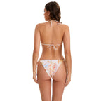 Damen Bikini-Set mit langärmeligem Crop-Top und floralem Design R&B