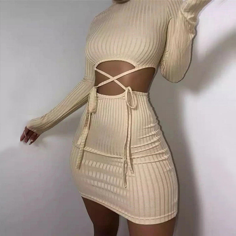 Damen figurbetontes Wickelkleid mit Cut-Out-Details R&B