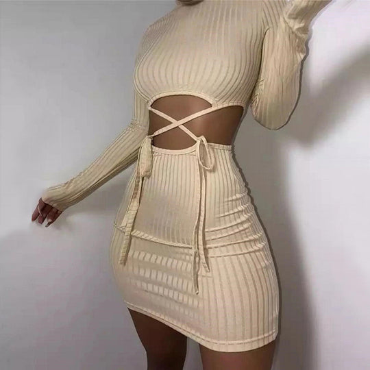 Damen figurbetontes Wickelkleid mit Cut-Out-Details R&B