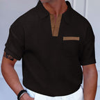 Herren Kurzarm-Polohemd mit modernem Stehkragen und Brusttasche R&B