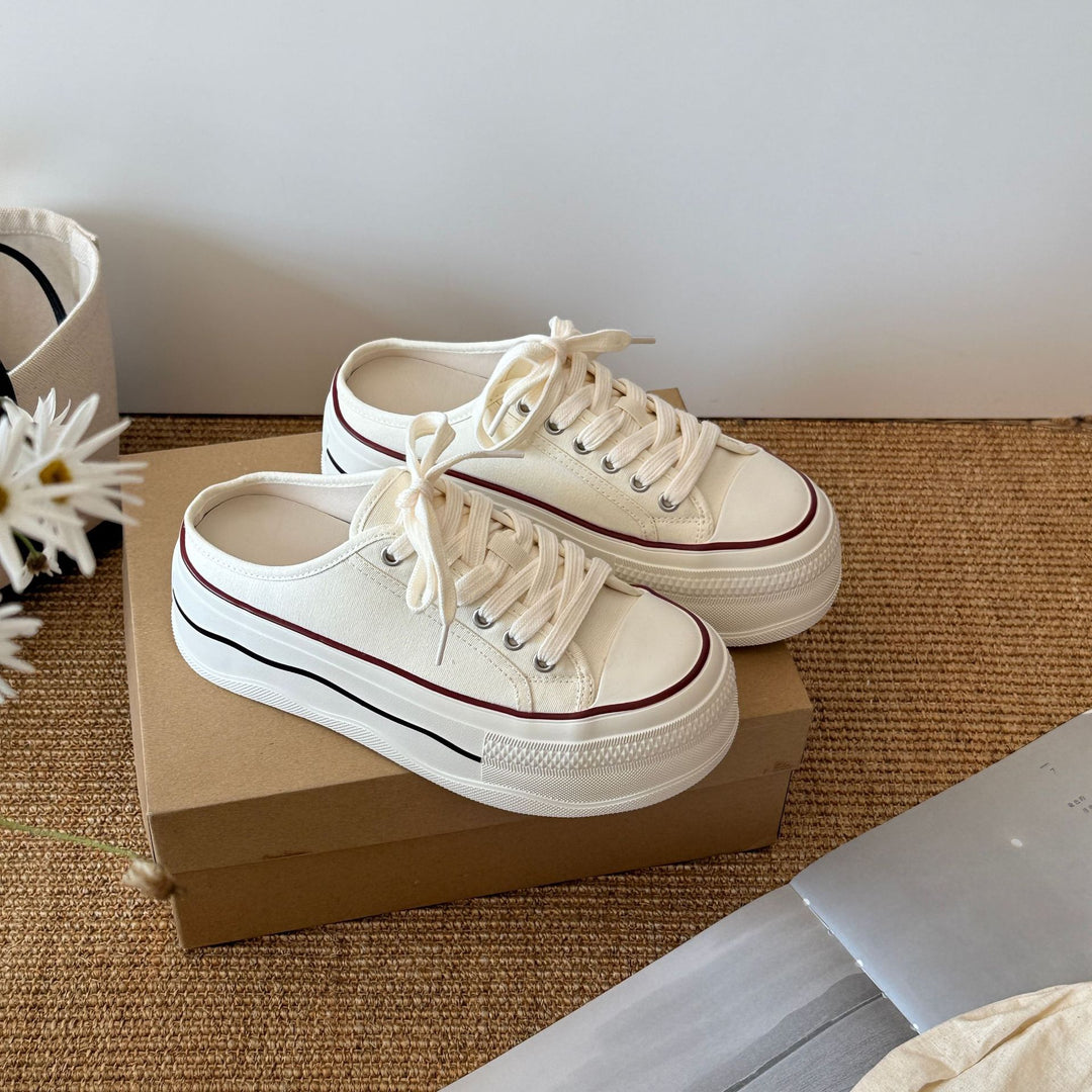 Damen lässige Canvas Sneakers im modernen Vintage-Stil mit platinfarbener Sohle R&B