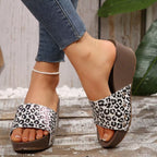 Damen Wedge-Sandalen mit glitzernden Detail und modischem Leo-Muster R&B