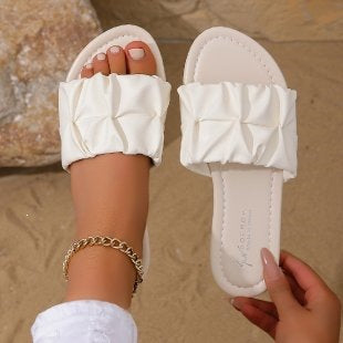 Damen Komfortable Riemchen-Sandalen mit modischem Falten-Design R&B