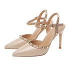 Damen elegante Slingback-Pumps mit modischer Riemen- und Nietenapplikation