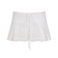 Damen kurzer Oberrock mit verstellbarem Bund und floralem Stickdesign R&B