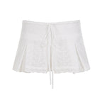 Damen kurzer Oberrock mit verstellbarem Bund und floralem Stickdesign R&B