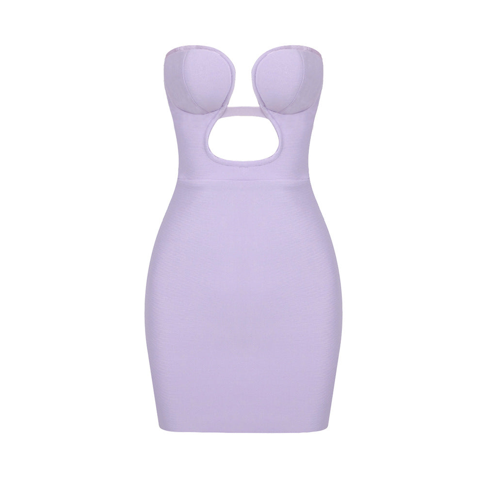 Damen figurbetontes Kleid mit schulterfreiem Design und raffinierten Cut-Outs R&B