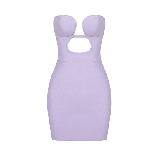 Damen figurbetontes Kleid mit schulterfreiem Design und raffinierten Cut-Outs R&B