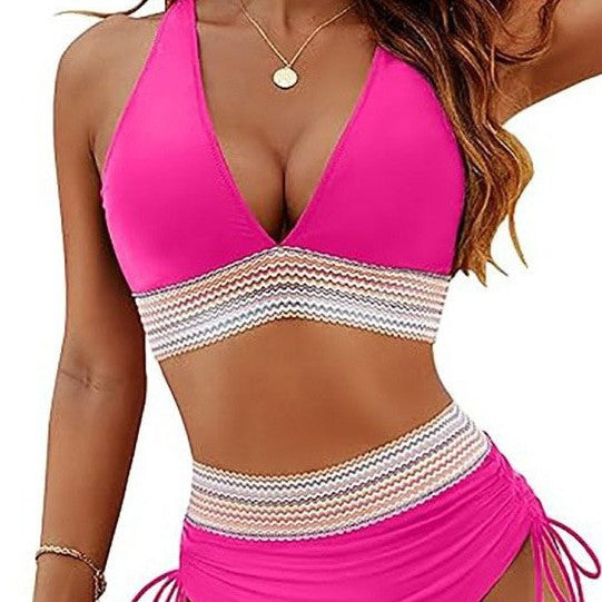 Damen Hochtailliertes Bikini-Set mit verstellbaren Trägern R&B