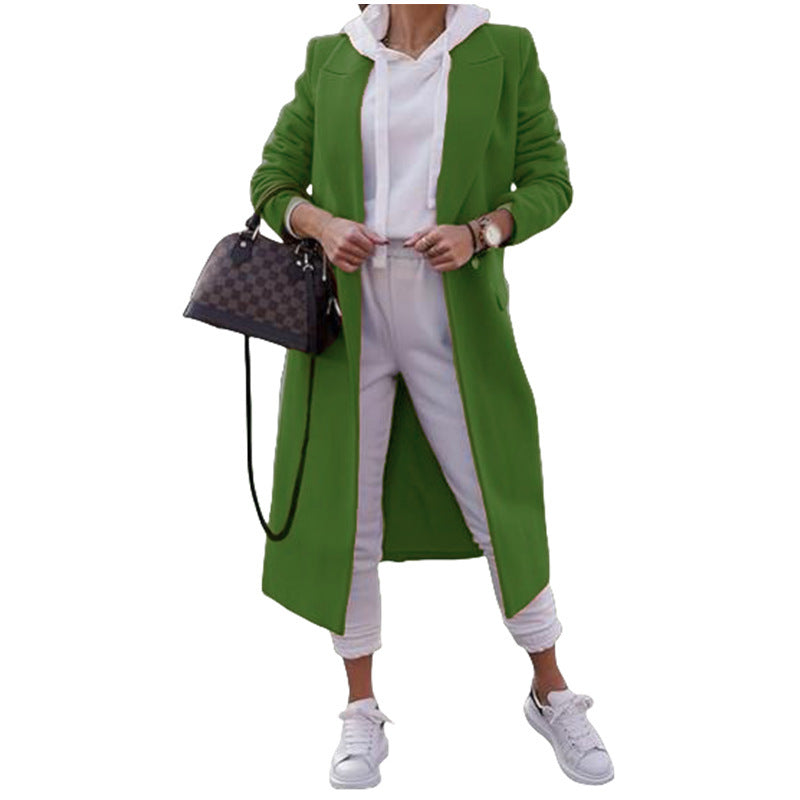 Damen modischer Oversize-Mantel mit elegantem Revers und praktischen Taschen R&B