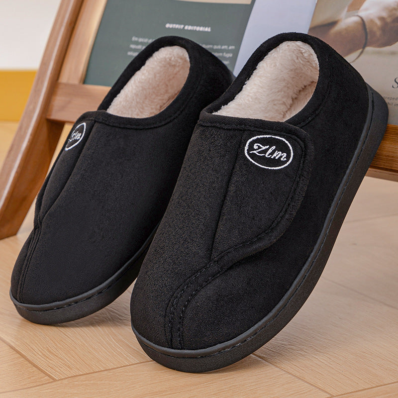 Damen Bequeme und warme Hausschuhslipper mit verstellbarem Klettverschluss R&B