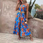 Damen lässiger Jumpsuit mit floralen Prints und breiten Beinen R&B