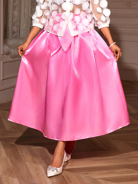 Damen Eleganter Maxirock aus seidig glänzendem Material R&B